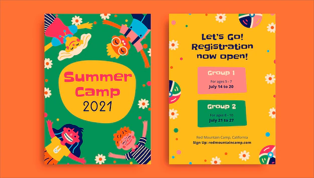 Free Vector | Creative funny summer camp flyer