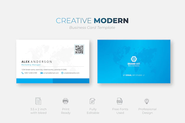 Free Vector | Creative modern business card template with blue details