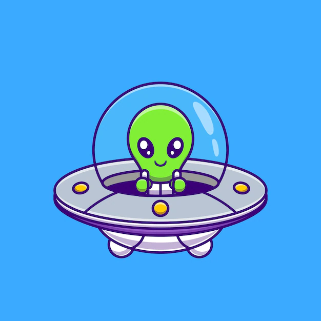 Free Vector | Cute alien flying with spaceship ufo cartoon . science technology icon concept isolated . flat cartoon style