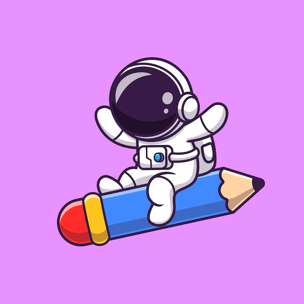 Free Vector | Cute astronaut flying with pencil rocket cartoon
