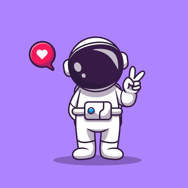 Free Vector | Cute astronaut with hand peace cartoon . space technology icon concept isolated . flat cartoon style
