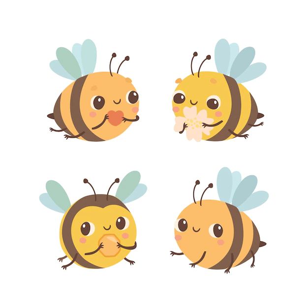 Free Vector | Cute bees set