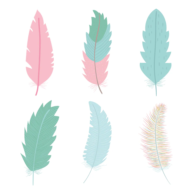 Free Vector | Cute bohemian feathers icon set
