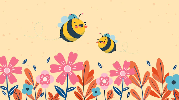Free Vector | Cute child-like bee animal desktop wallpaper