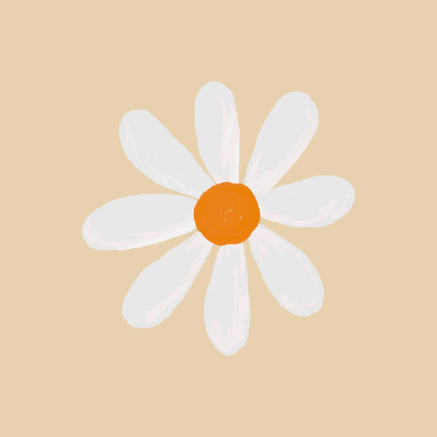 Free Vector | Cute daisy flower element vector in beige background hand drawn style