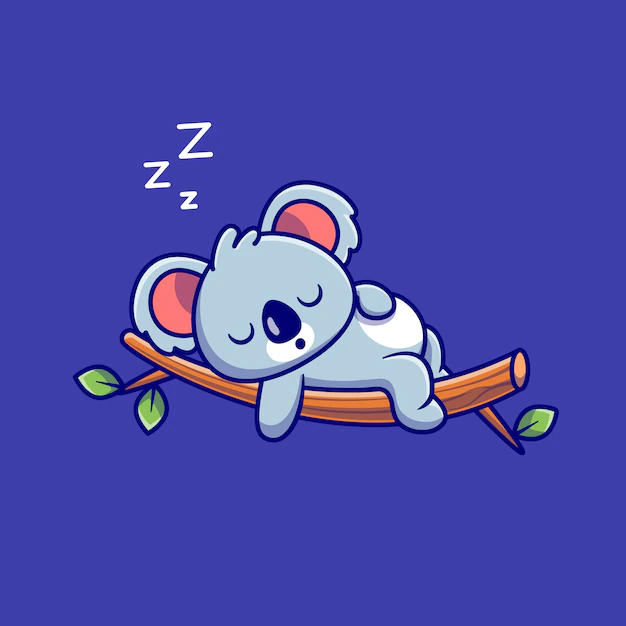 Free Vector | Cute koala sleeping on the tree cartoon . animal nature icon concept isolated  . flat cartoon style