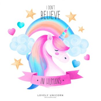 Free Vector | Cute unicorn background with quote
