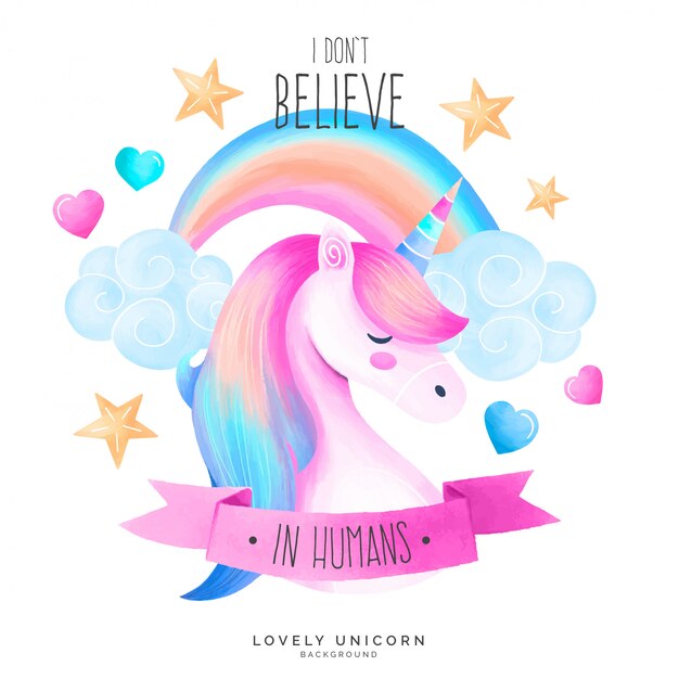 Free Vector | Cute unicorn background with quote