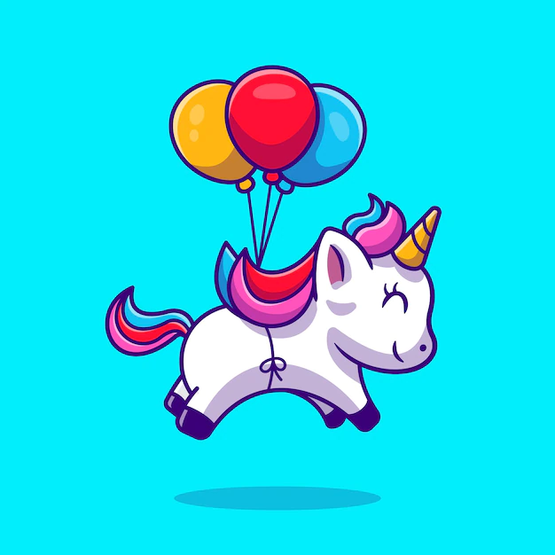 Free Vector | Cute unicorn floating with balloon cartoon vector icon illustration. animal love icon concept. flat cartoon style