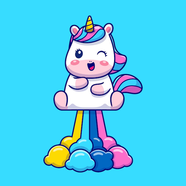 Free Vector | Cute unicorn flying with rainbow cartoon icon illustration.