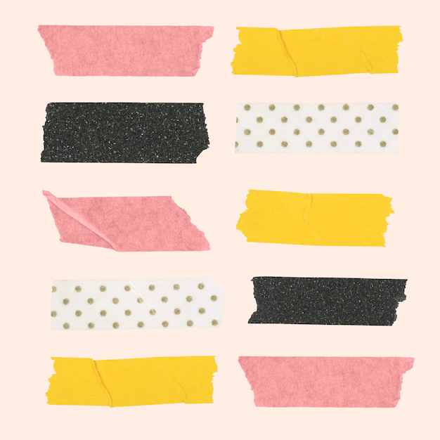 Free Vector | Cute washi tape sticker, pink collage element vector set