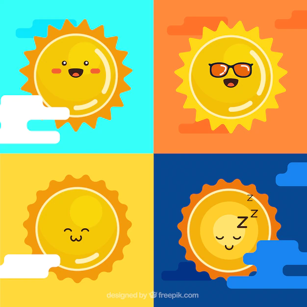 Free Vector | Cute yellow suns pack