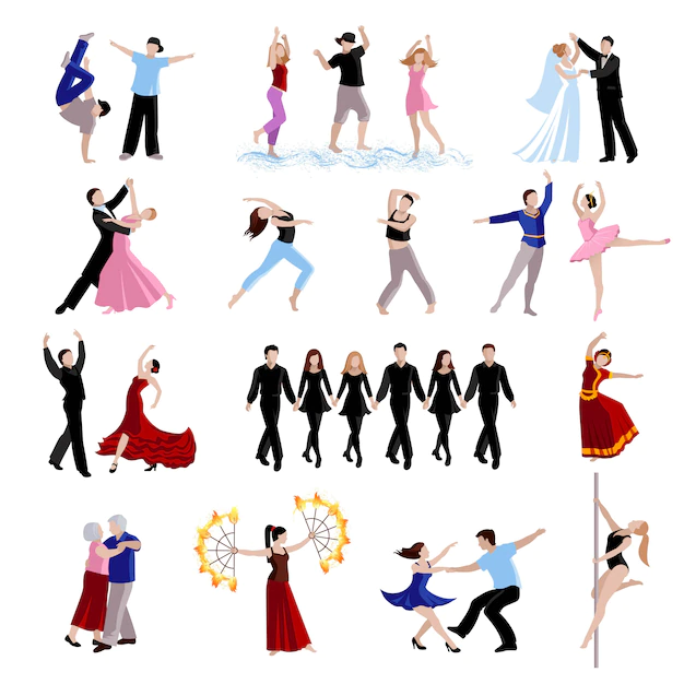 Free Vector | Dancing various styles of dance people