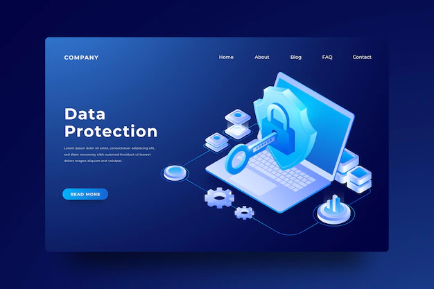 Free Vector | Data protection laptop landing page