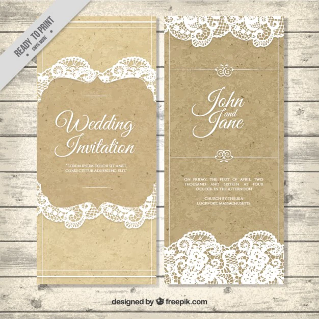 Free Vector | Decorative vintage wedding invitation with lace