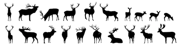 Free Vector | Deer silhouette hunting silhouettes pack