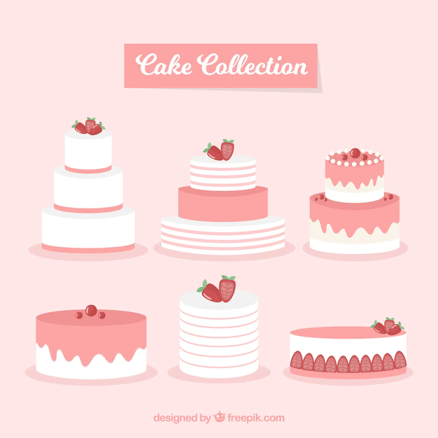 Free Vector | Delicious cakes collection in flat style
