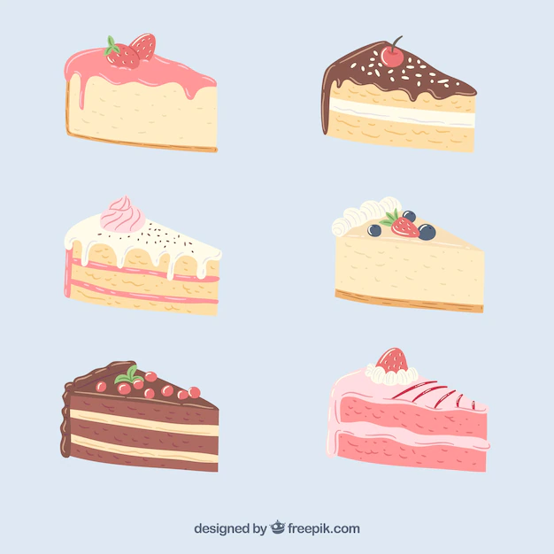 Free Vector | Delicious cakes collection in hand drawn style