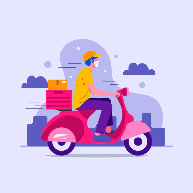 Free Vector | Delivery service with mask concept