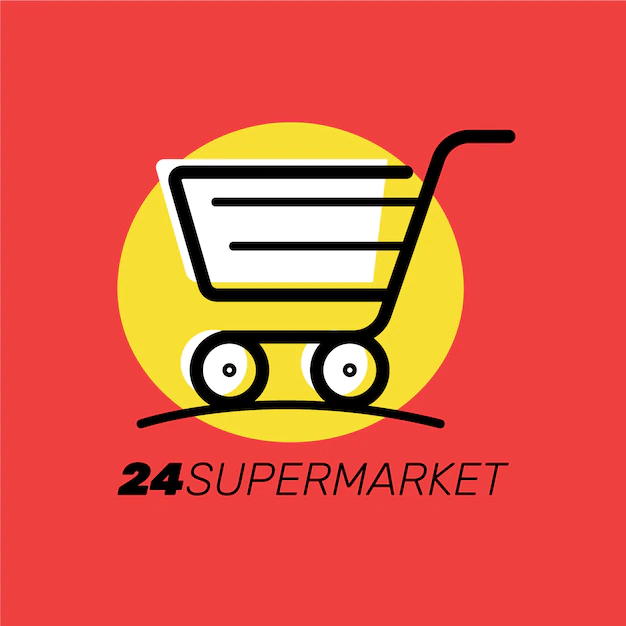 Free Vector | Design with cart for supermarket logo