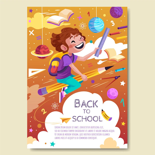 Free Vector | Detailed back to school vertical poster template