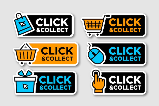 Free Vector | Detailed click and collect sign collection
