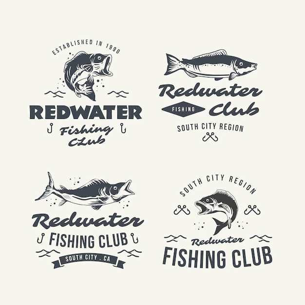Free Vector | Detailed vintage fishing badges collection