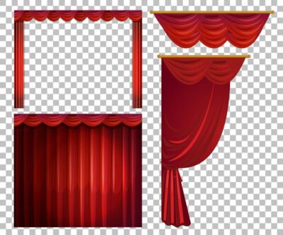Free Vector | Different designs of red curtains isolated