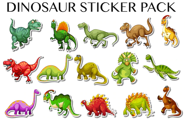 Free Vector | Different kinds of dinosaurs in sticker design illustration