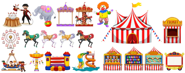 Free Vector | Different objects from the circus