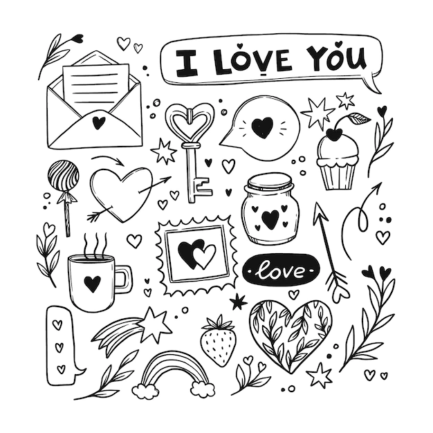 Free Vector | Doodle valentine's day element collection