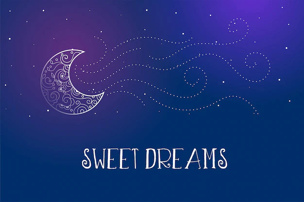Free Vector | Dreamy magical sweet dreams card with decorative moon