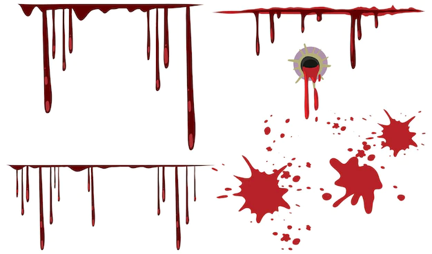 Free Vector | Dripping blood set on white background
