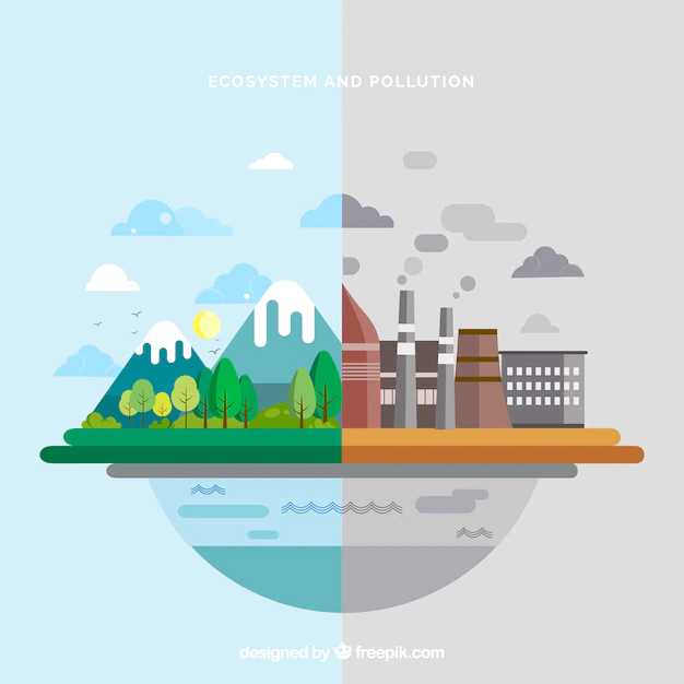 Free Vector | Ecosystem and pollution design in flat style
