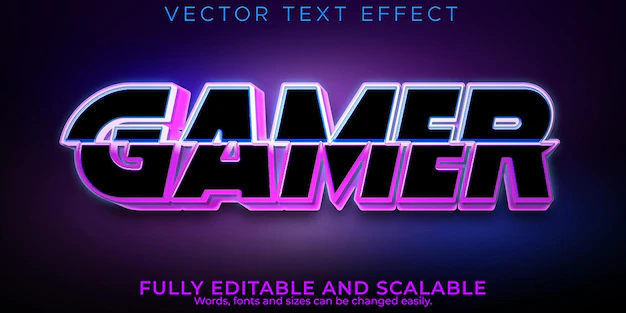 Free Vector | Editable text effect gamer, 3d esport and neon font style