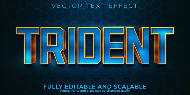 Free Vector | Editable text effect trident, 3d water and ocean font style