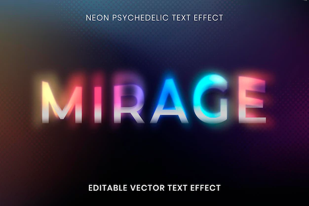 Free Vector | Editable text effect vector template, neon psychedelic typography