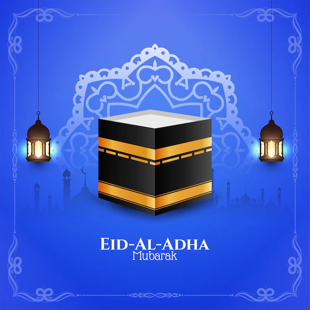 Free Vector | Elegant blue color eid al adha mubarak background vector