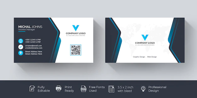 Free Vector | Elegant business card blue and white business card