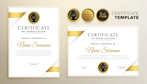 Free Vector | Elegant golden multipurpose certificate template set of two