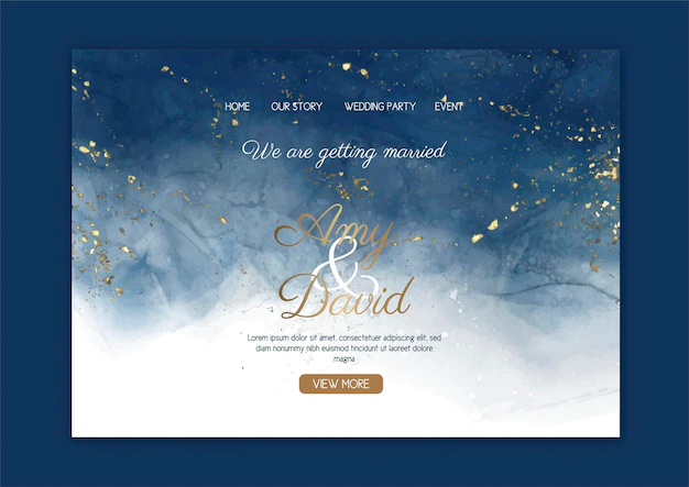 Free Vector | Elegant wedding landing page with hand painted watercolour design