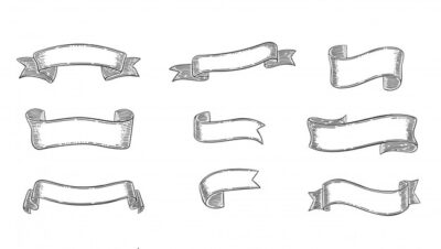 Free Vector | Engraving elegant ribbons set