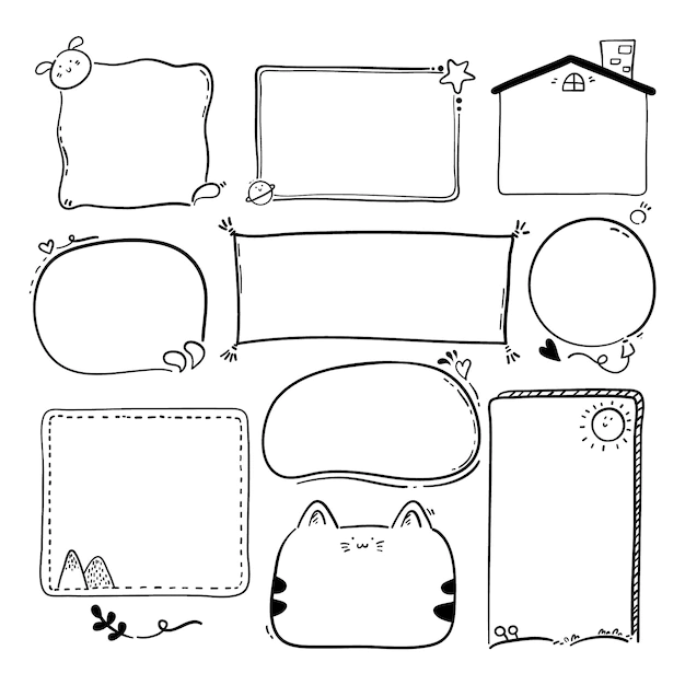 Free Vector | Engraving hand drawn doodle frames collection