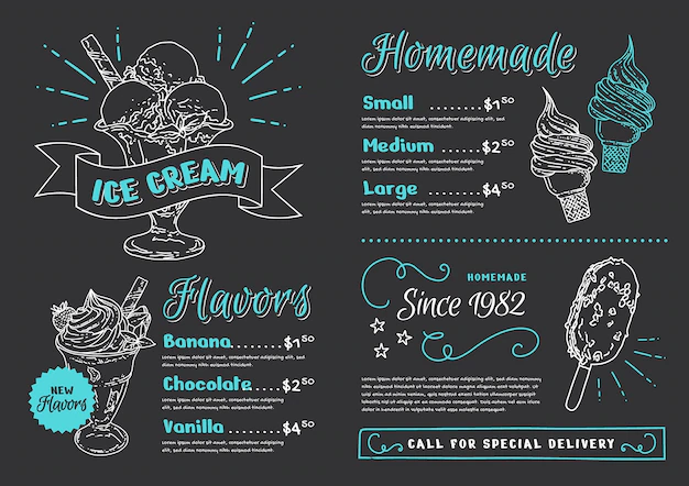 Free Vector | Engraving hand drawn ice cream blackboard menu