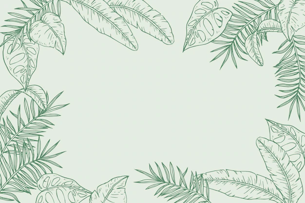 Free Vector | Engraving hand drawn tropical leaves background