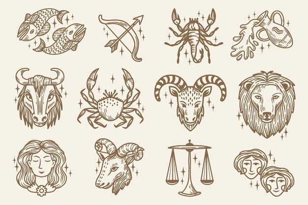 Free Vector | Engraving hand drawn zodiac sign collection