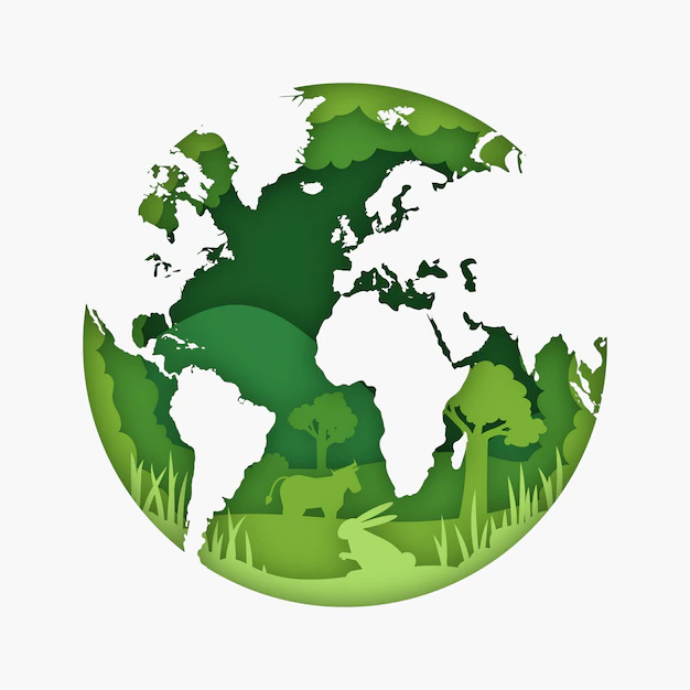 Free Vector | Environmental concept in paper style with earth