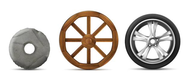 Free Vector | Evolution of stone, wooden and modern wheels