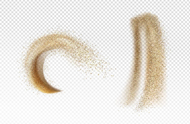 Free Vector | Explosion and pour of gold sand, falling dust with glitter particles