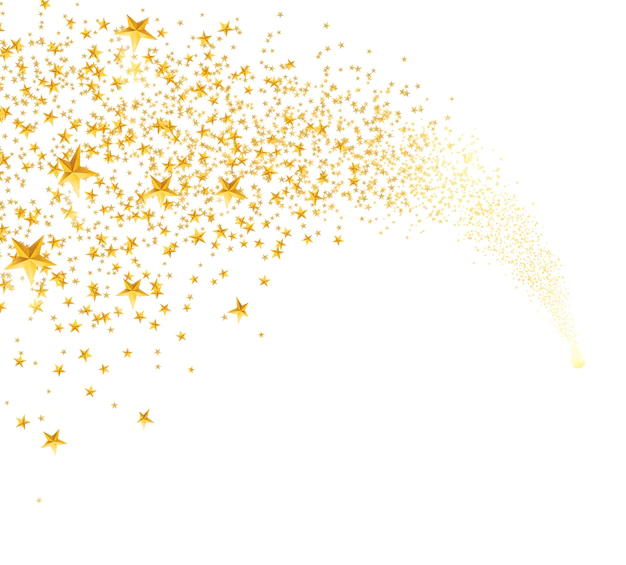 Free Vector | Falling golden stars, dust. shooting star with rounded trail isolated